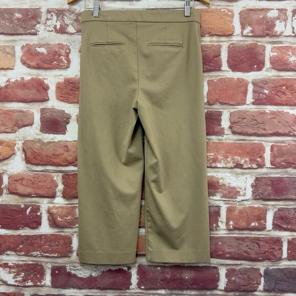 Ann Taylor Pants Women's 6 Petite Tan Button Accent Wide Leg Cropped Trousers - Picture 2 of 8